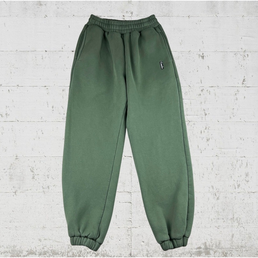 Comfrt Fleece Joggers Womens S Green Oversized Sweatpants Cozy Soft Loungewear - Picture 1 of 5